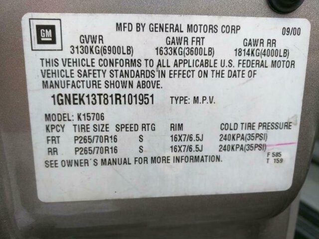 2001 Chevrolet Tahoe in Madison, TN 37115 - 1585634 3