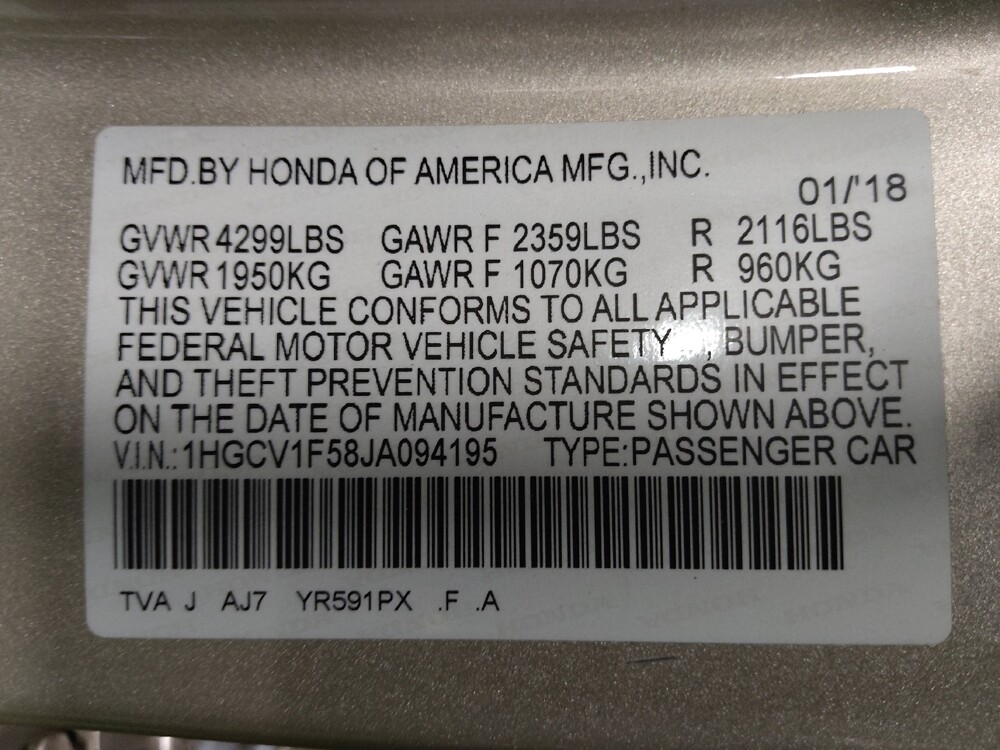 2018 Honda Accord in Arlington, TX 76011 - 18054109 33