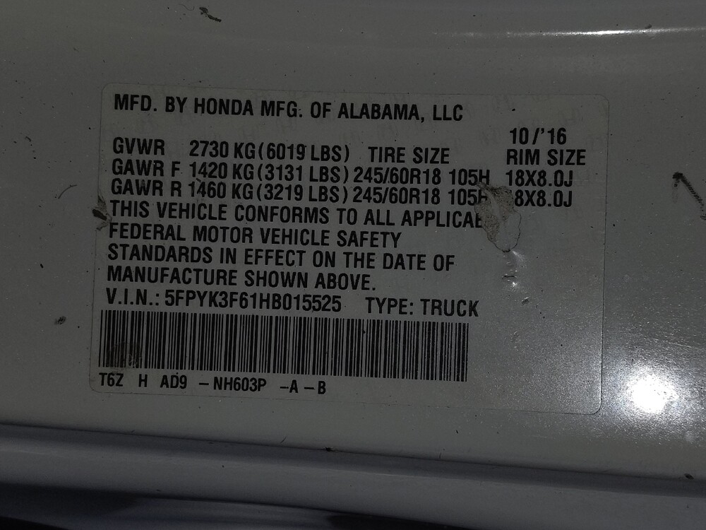 2017 Honda Ridgeline in Lauderdale Lakes, FL 33313 - 18057543 33