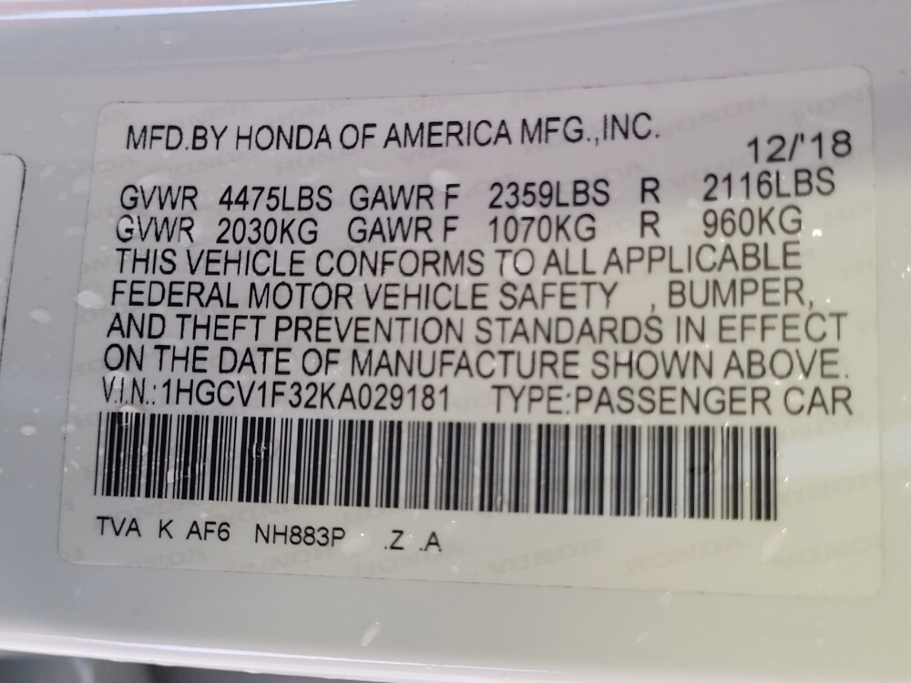 2019 Honda Accord in Tallahassee, FL 32304 - 18059727 33