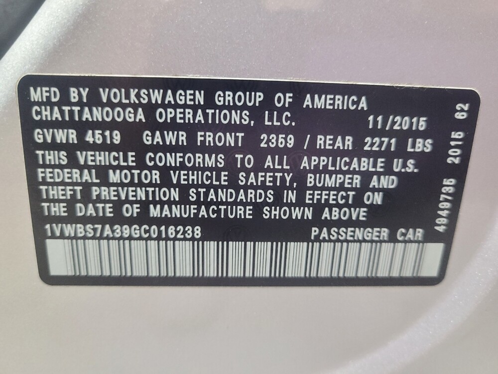 2016 Volkswagen Passat in Greenville, NC 27834 - 18061658 33