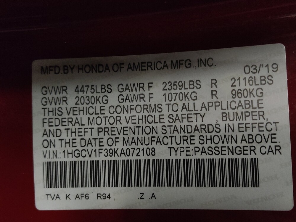 2019 Honda Accord in Winston-Salem, NC 27103 - 18062391 33