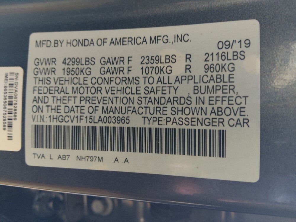 2020 Honda Accord in Augusta, GA 30907 - 18063989 33