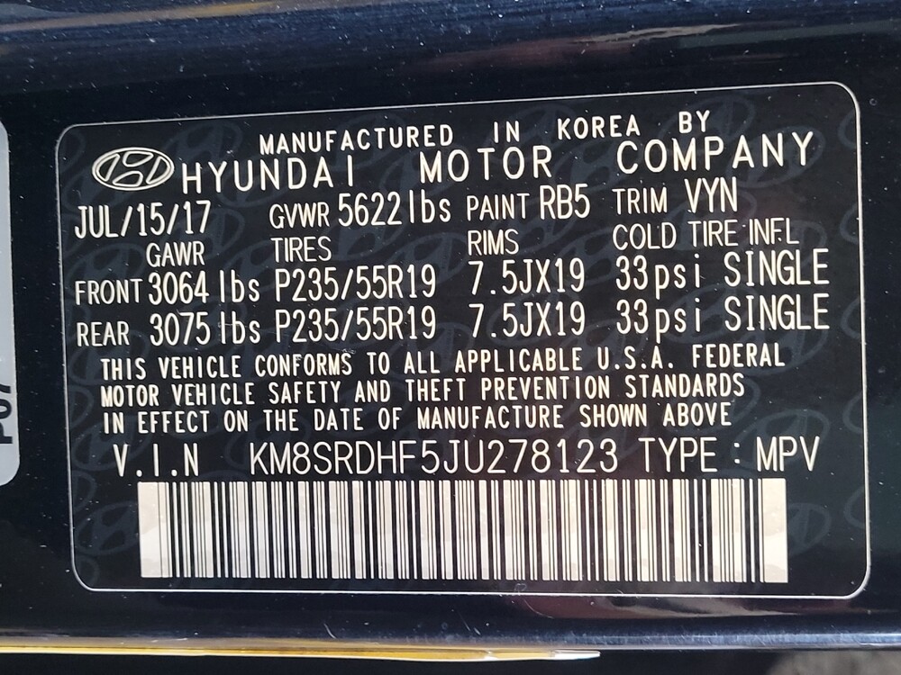 2018 Hyundai Santa Fe in Miami, FL 33157 - 18064833 33