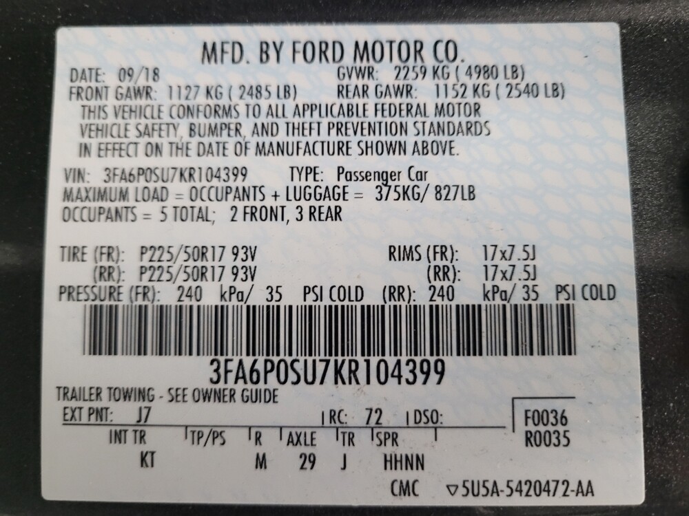 2019 Ford Fusion in Sacramento, CA 95821 - 18066070 33