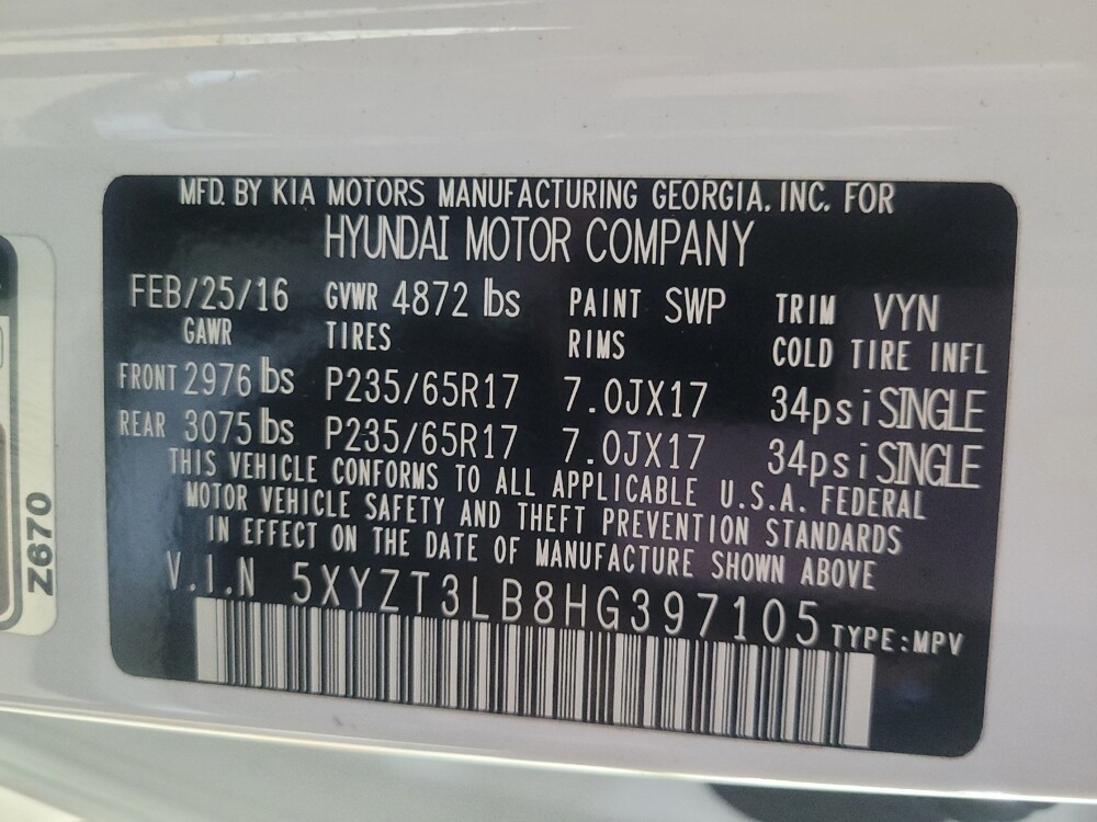 2017 Hyundai Santa Fe in Union City, GA 30291 - 18068348 33