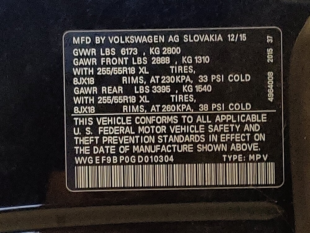 2016 Volkswagen Touareg in Sanford, FL 32773 - 18072083 33