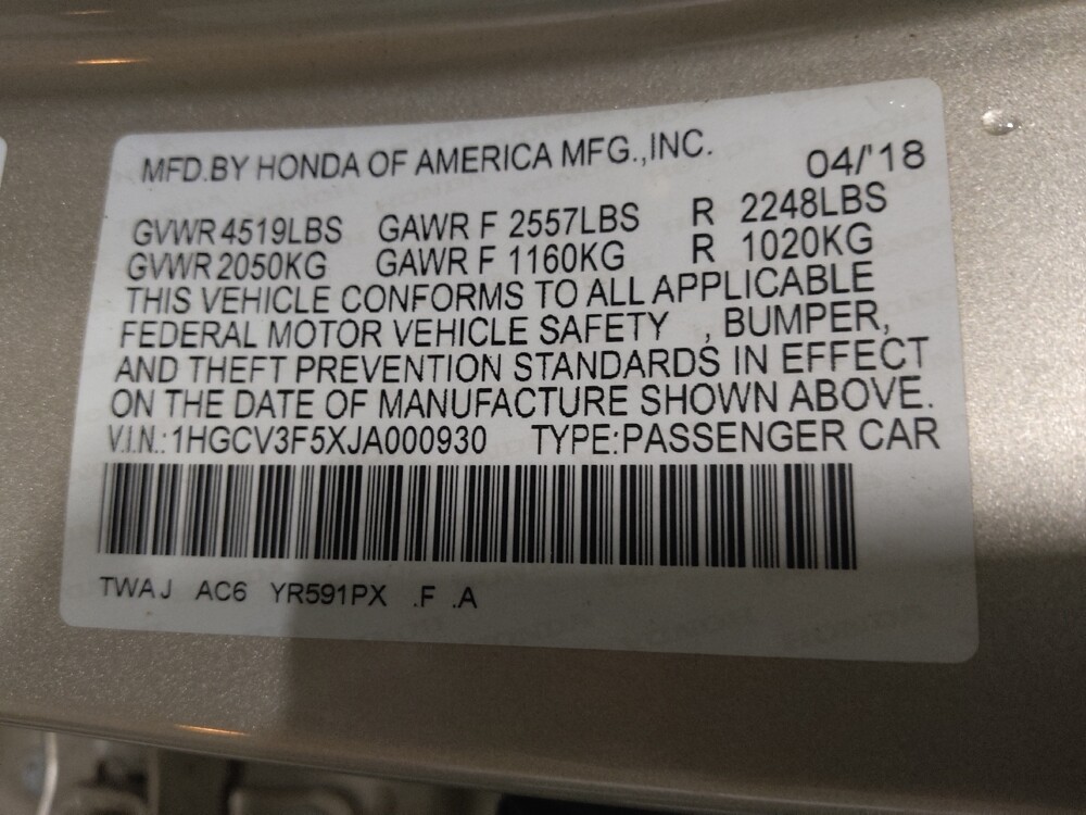 2018 Honda Accord in Athens, GA 30606 - 18075931 33