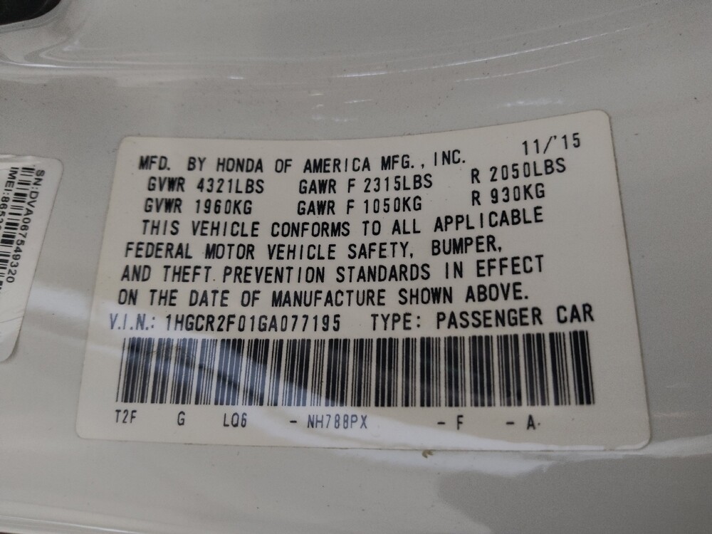 2016 Honda Accord in Tallahassee, FL 32304 - 18076048 33