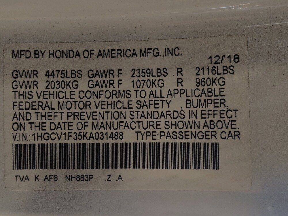 2019 Honda Accord in Gainesville, FL 32609 - 18076808 33