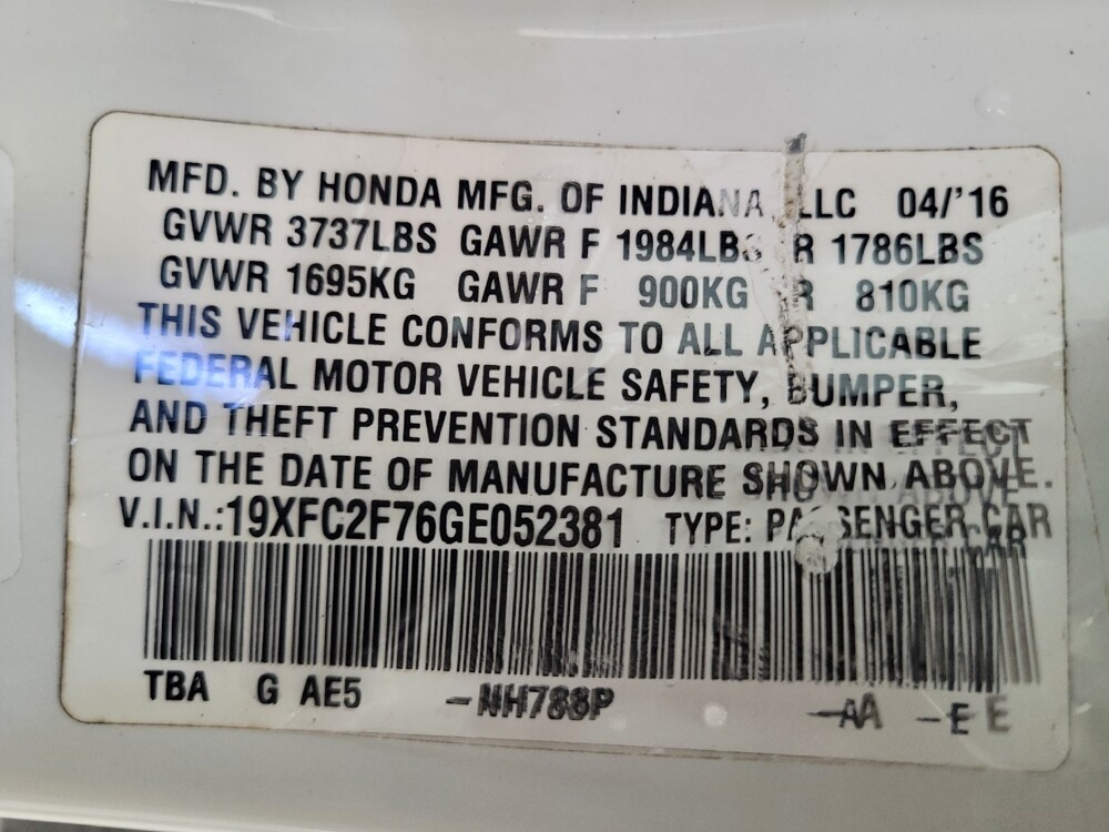 2016 Honda Civic in Tampa, FL 33619 - 18077518 33