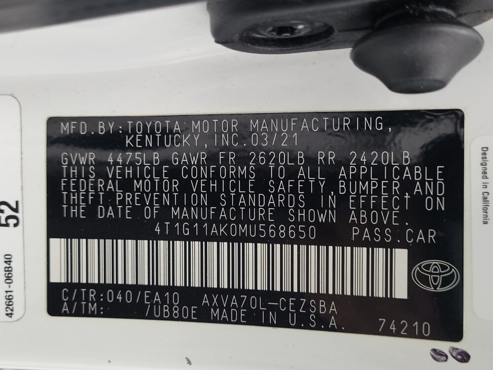 2021 Toyota Camry in West Palm Beach, FL 33409 - 18080311 33