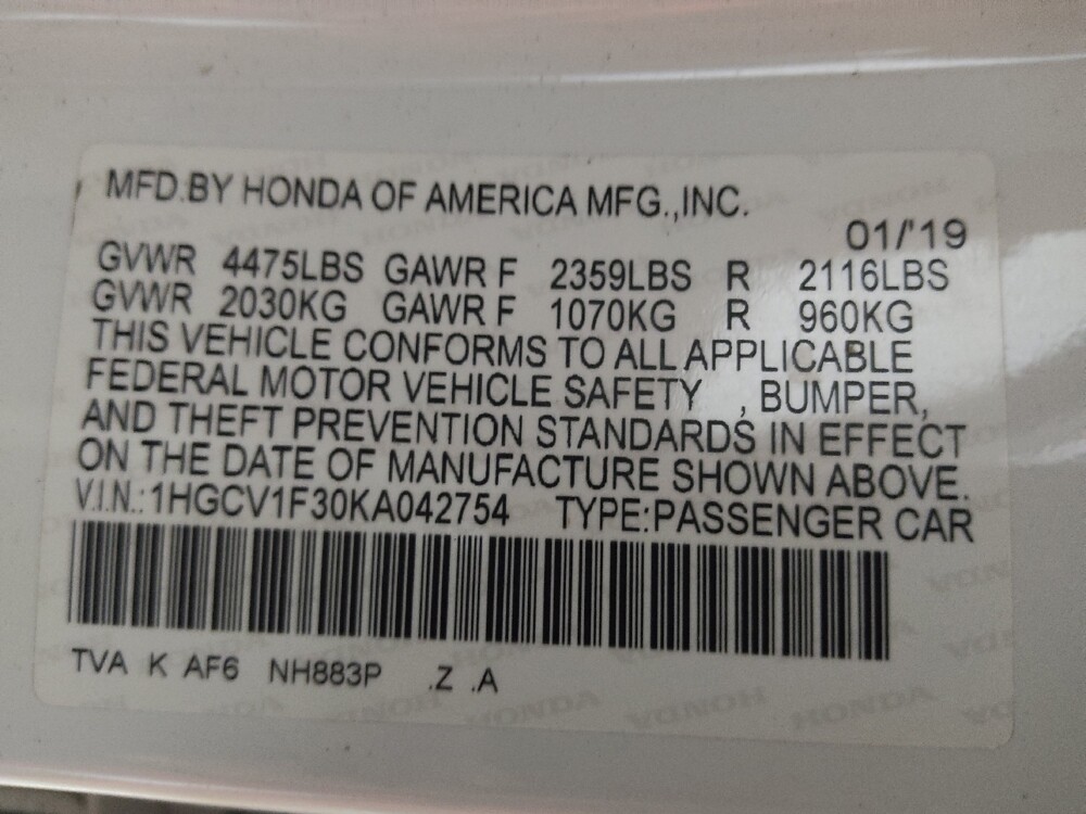 2019 Honda Accord in Greenville, NC 27834 - 18080821 33