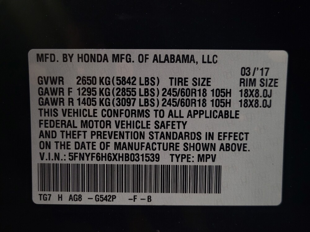 2017 Honda Pilot in Lauderdale Lakes, FL 33313 - 18082222 33