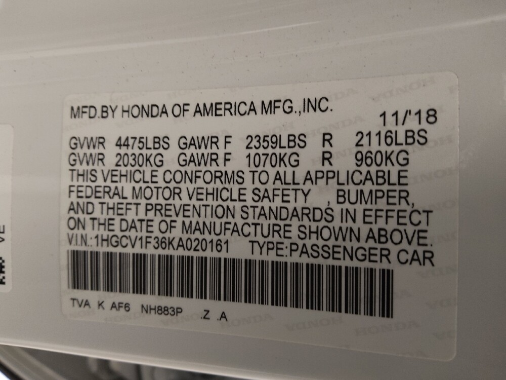 2019 Honda Accord in Colorado Springs, CO 80909 - 18082290 33