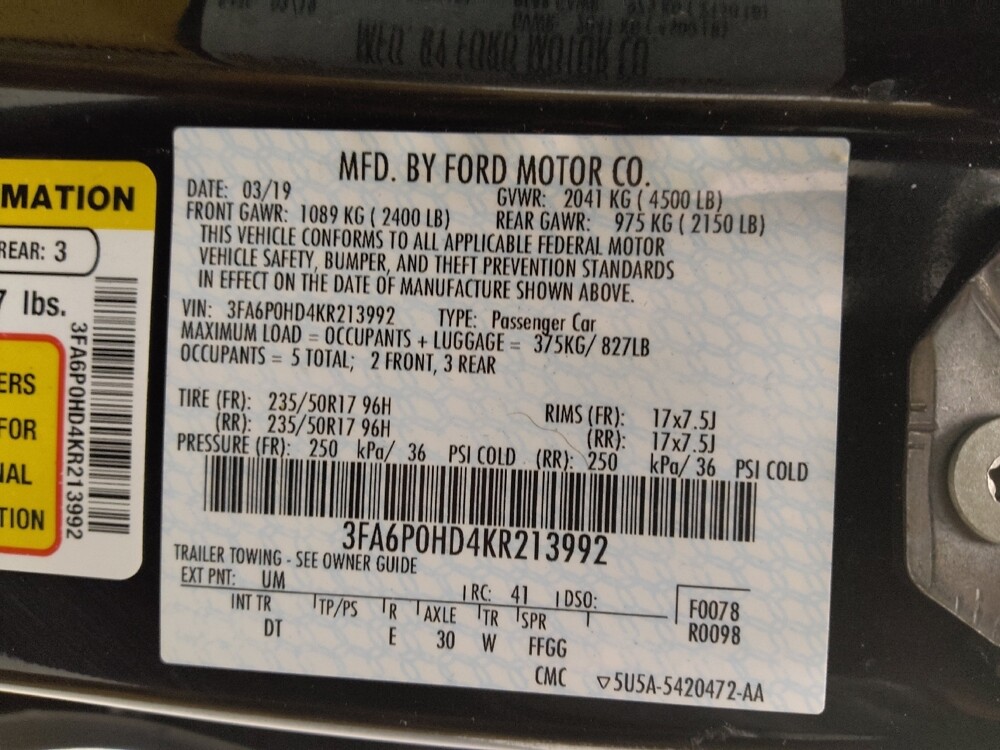 2019 Ford Fusion in Lakewood, CO 80215 - 18083223 33