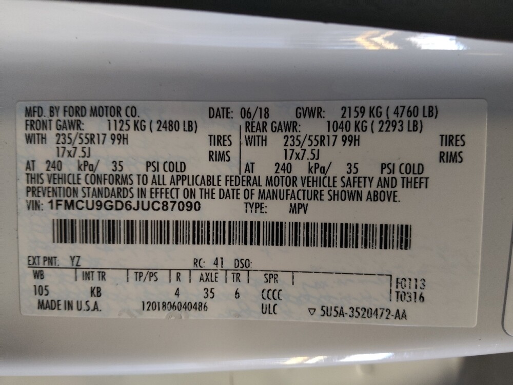 2018 Ford Escape in Gainesville, FL 32609 - 18083436 33