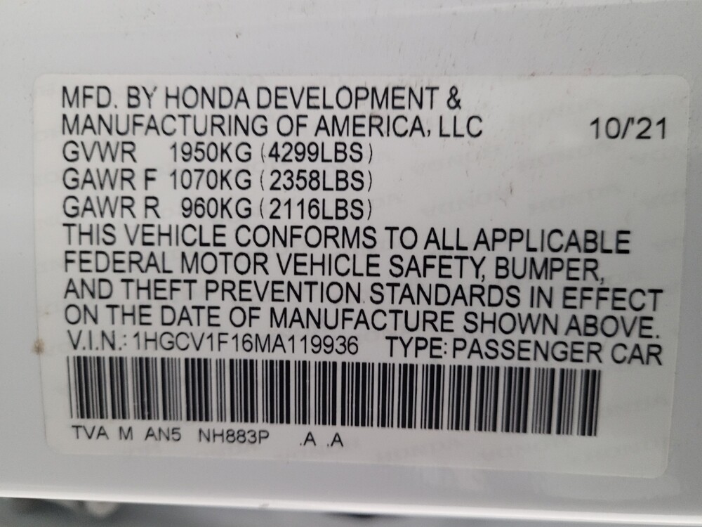 2021 Honda Accord in Riverside, CA 92504 - 18084810 33