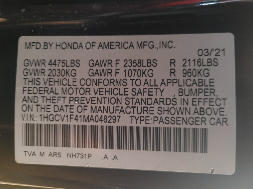 2021 Honda Accord in West Palm Beach, FL 33409 - 18084899 33