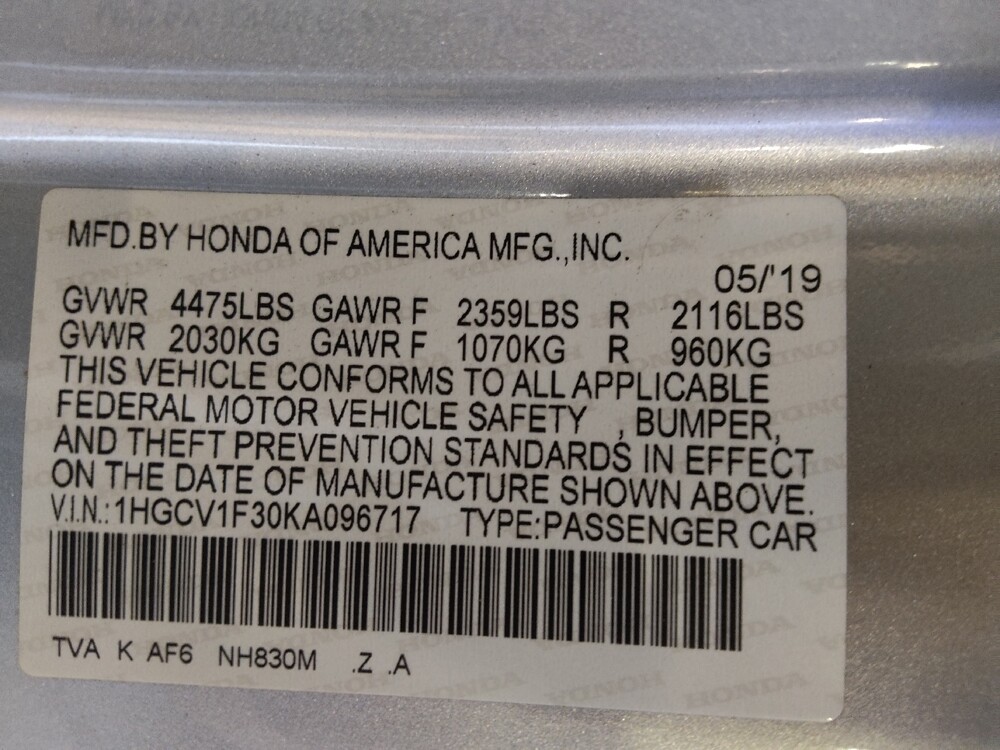 2019 Honda Accord in Tallahassee, FL 32304 - 18085263 33