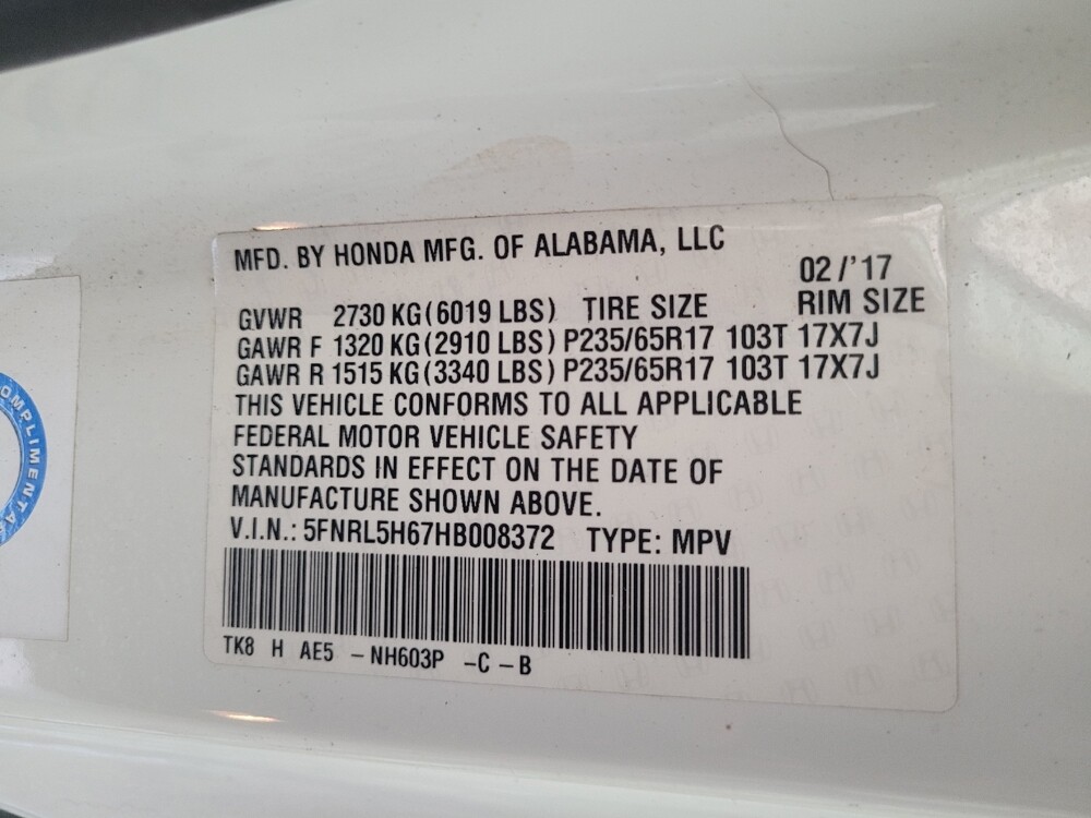 2017 Honda Odyssey in Union City, GA 30291 - 18085930 33