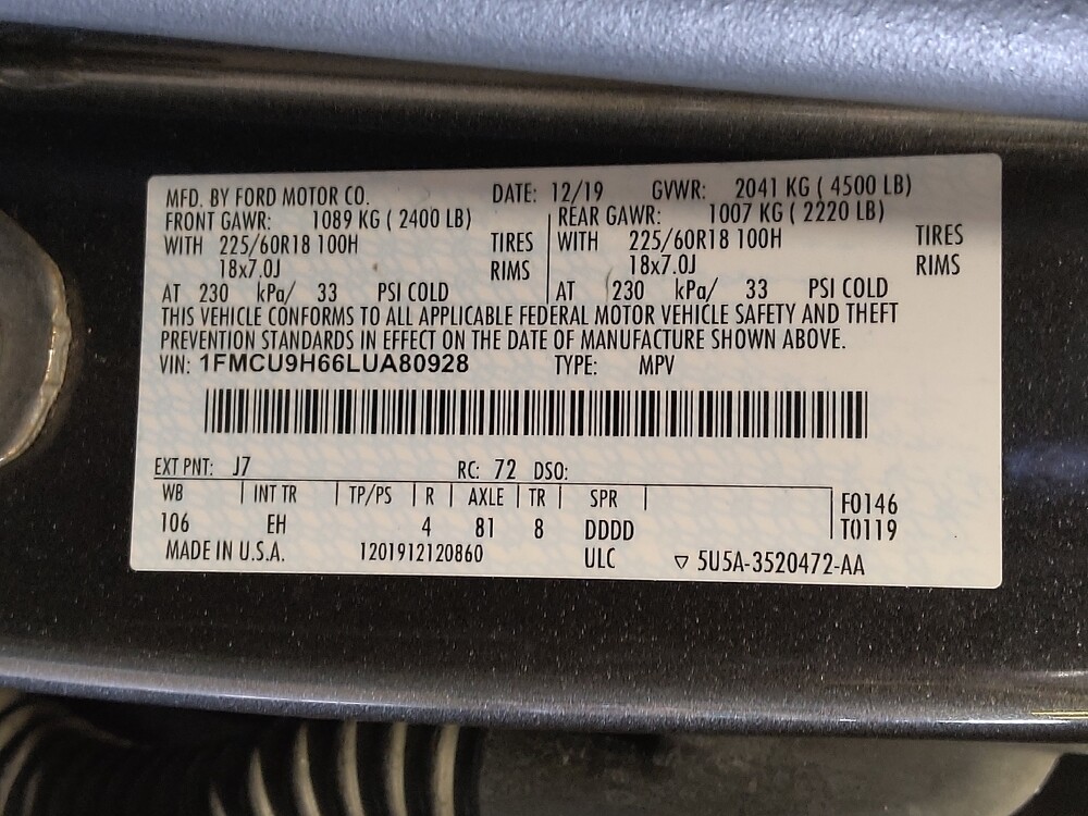 2020 Ford Escape in Lauderdale Lakes, FL 33313 - 18086838 33