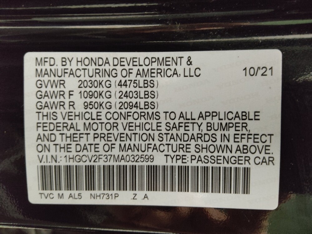 2021 Honda Accord in Colorado Springs, CO 80909 - 18087228 33