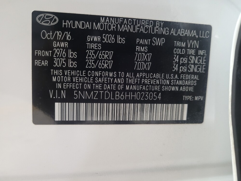 2017 Hyundai Santa Fe in Macon, GA 31210 - 18087976 33