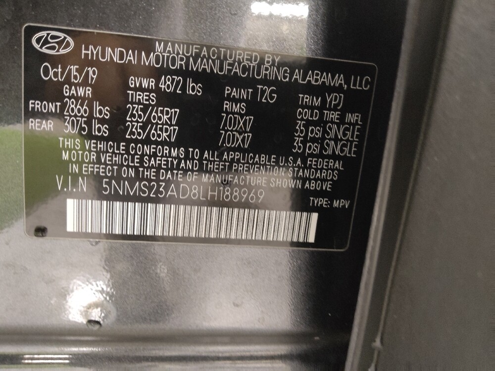 2020 Hyundai Santa Fe in Union City, GA 30291 - 18087983 33