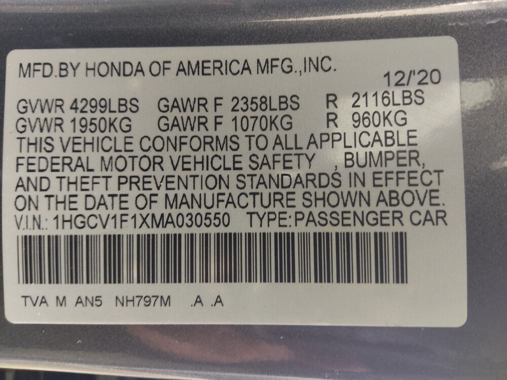 2021 Honda Accord in Union City, GA 30291 - 18088006 33