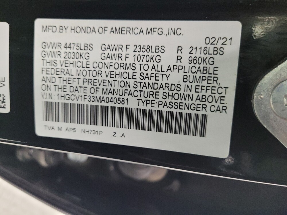 2021 Honda Accord in Las Vegas, NV 89102 - 18088529 33