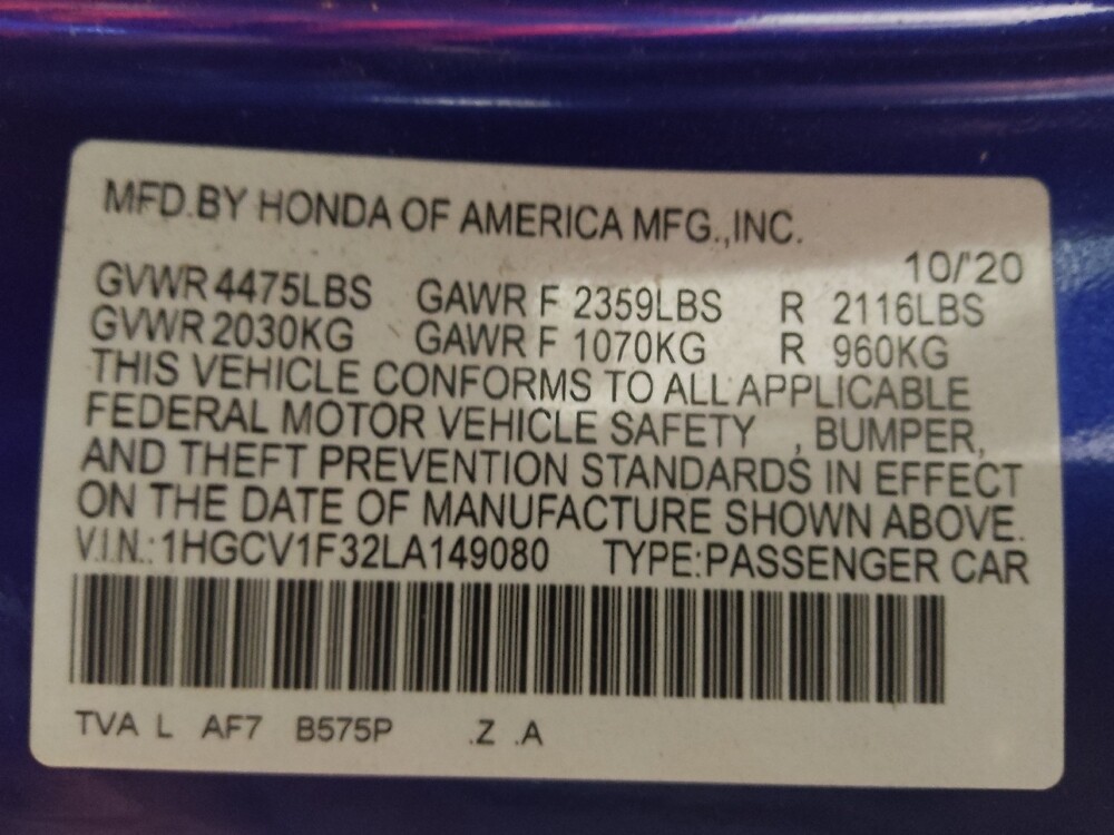 2020 Honda Accord in Greenville, NC 27834 - 18088555 33