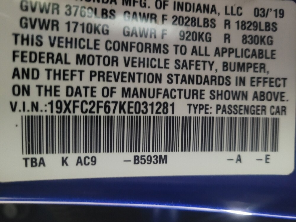2019 Honda Civic in Union City, GA 30291 - 18089519 33