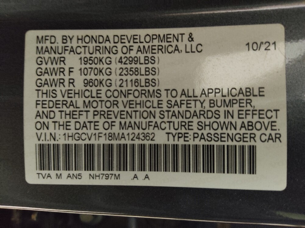 2021 Honda Accord in Athens, GA 30606 - 18089741 33