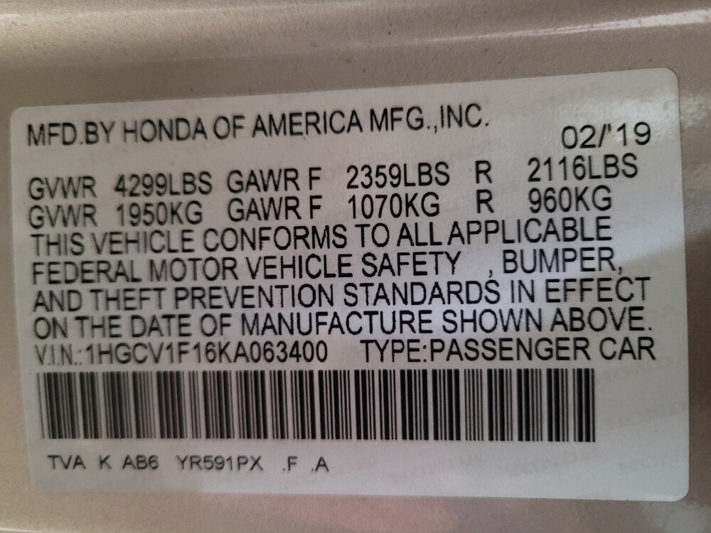 2019 Honda Accord in Sacramento, CA 95821 - 18089799 33