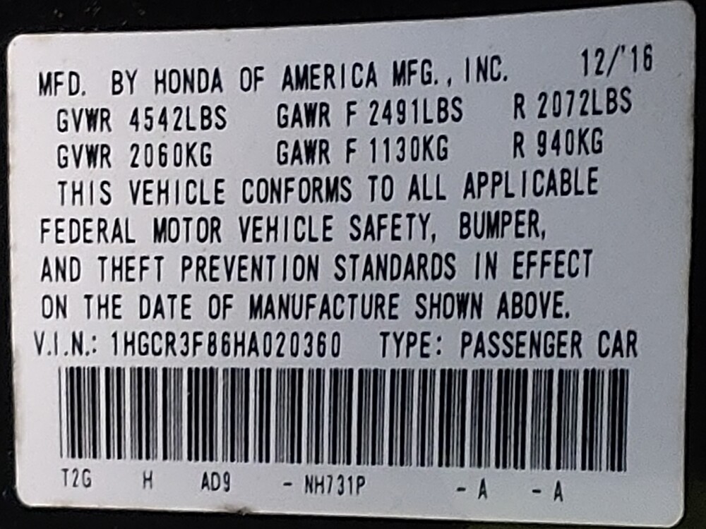 2017 Honda Accord in Macon, GA 31210 - 18089821 33