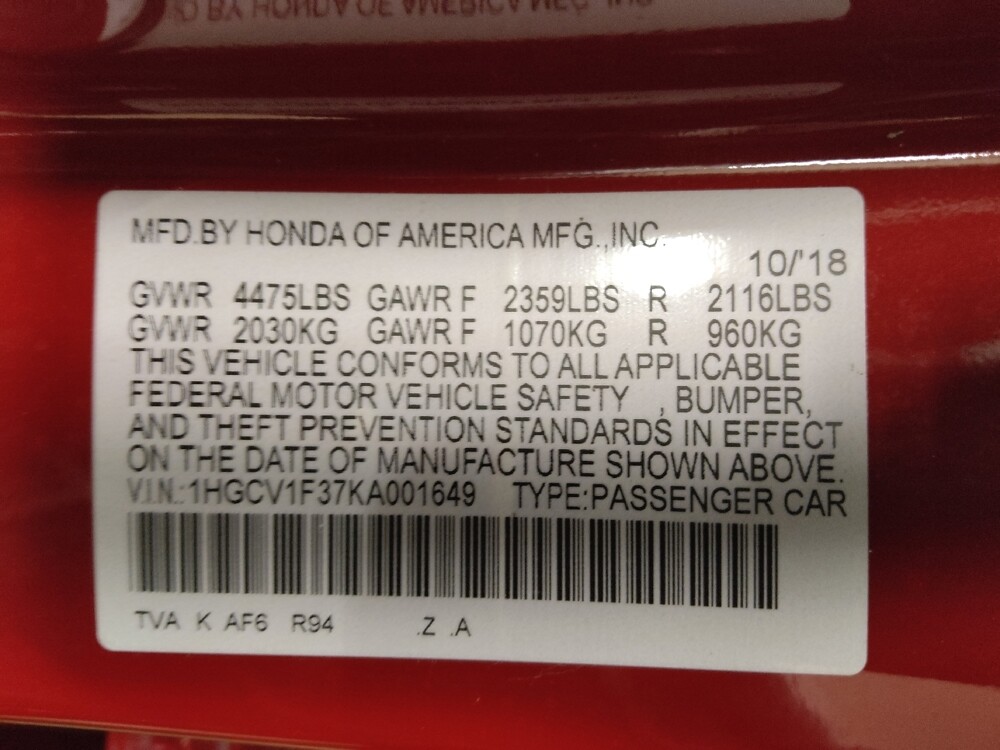 2019 Honda Accord in Temple, TX 76502 - 18090053 33