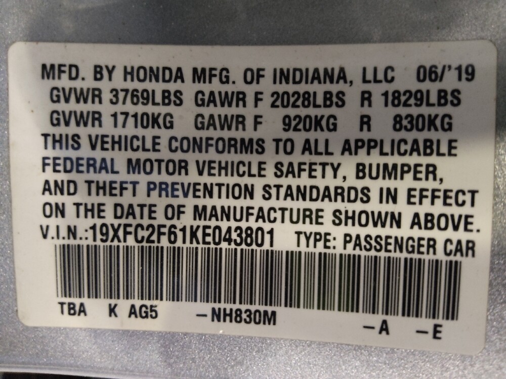 2019 Honda Civic in Tallahassee, FL 32304 - 18090084 33