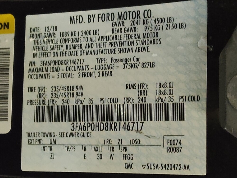 2019 Ford Fusion in Greensboro, NC 27407 - 18090316 33