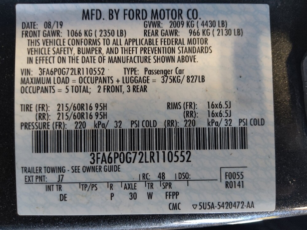 2020 Ford Fusion in Lauderdale Lakes, FL 33313 - 18090631 33