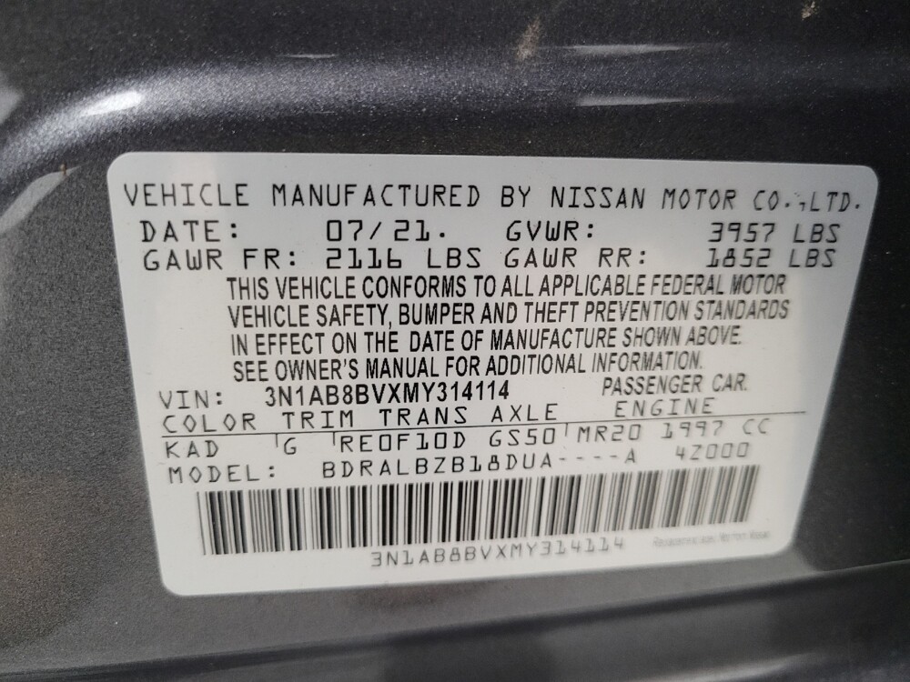 2021 Nissan Sentra in Madison, TN 37115 - 18090757 33
