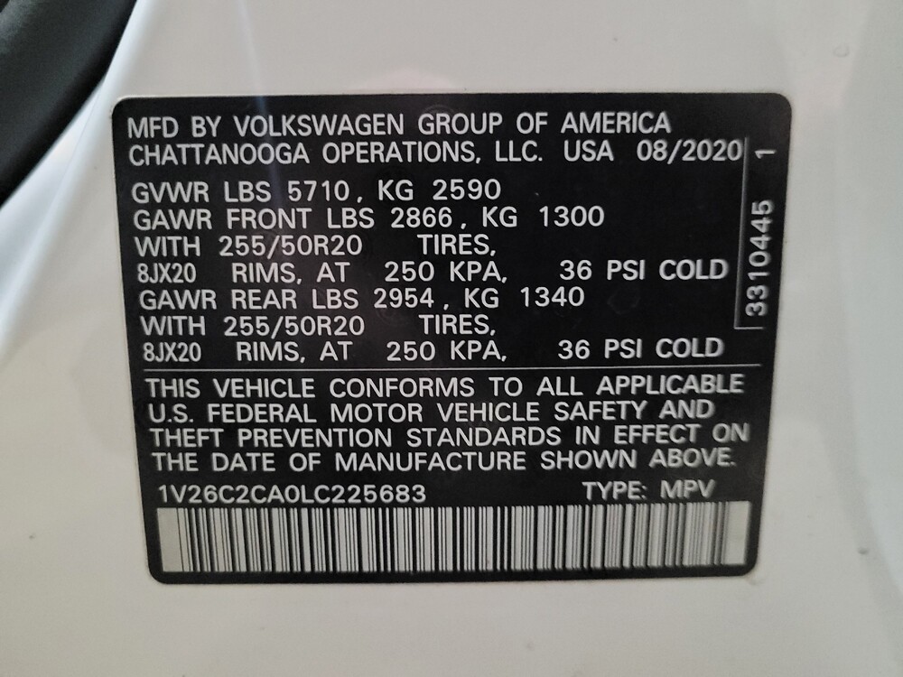 2020 Volkswagen Atlas in Williamstown, NJ 8094 - 18090901 33