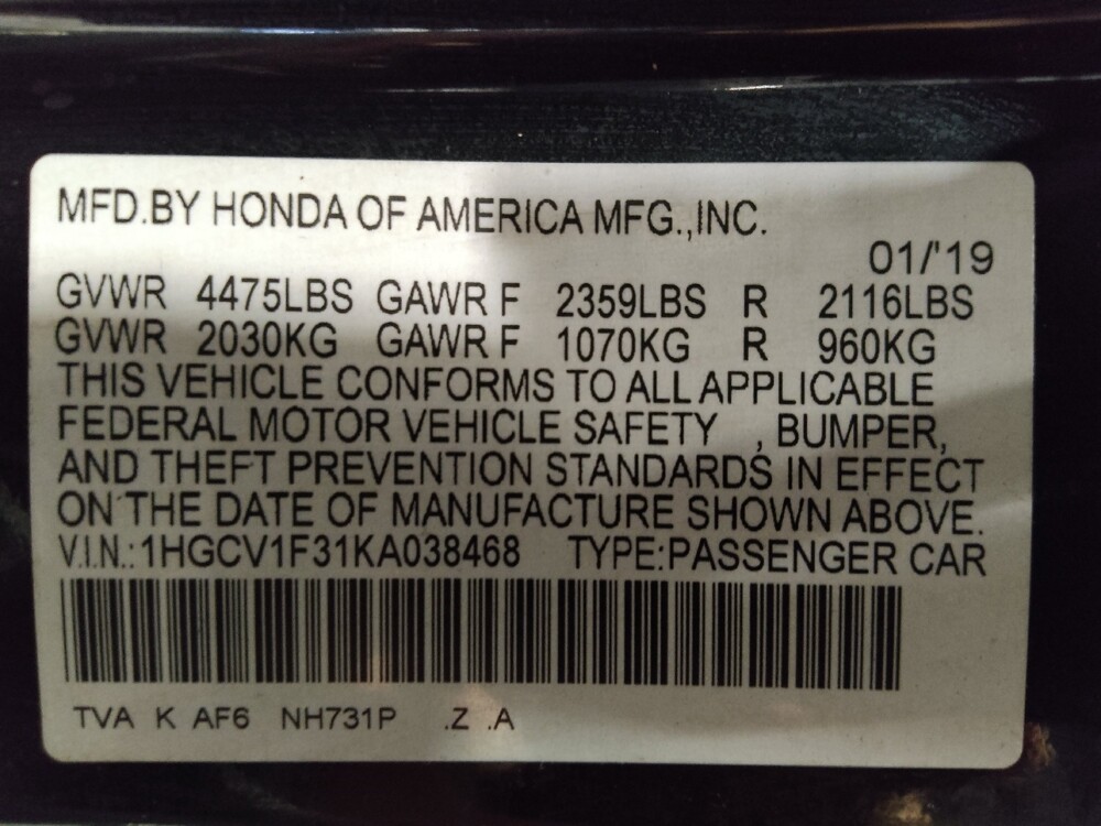 2019 Honda Accord in Ocala, FL 34471 - 18091268 33