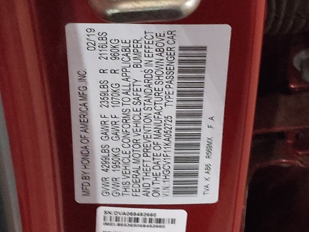 2019 Honda Accord in Temple, TX 76502 - 18091416 33