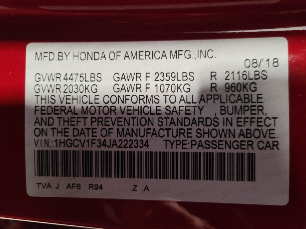 2018 Honda Accord in Jacksonville, FL 32210 - 18091657 33