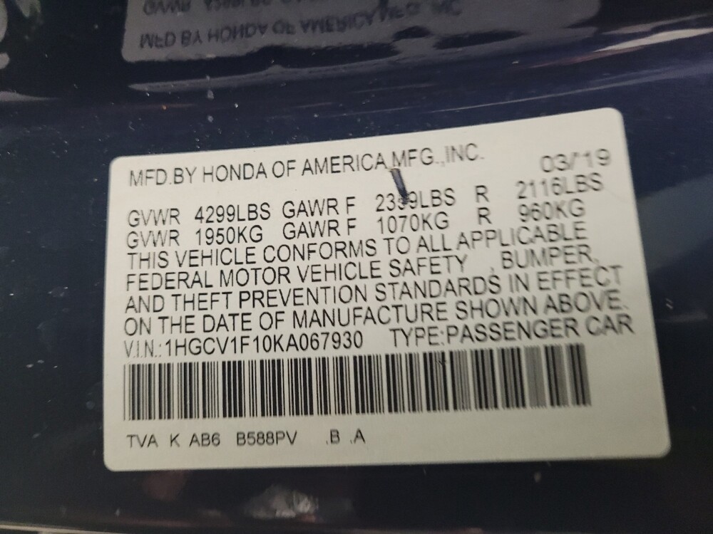 2019 Honda Accord in Madison, TN 37115 - 18091915 33