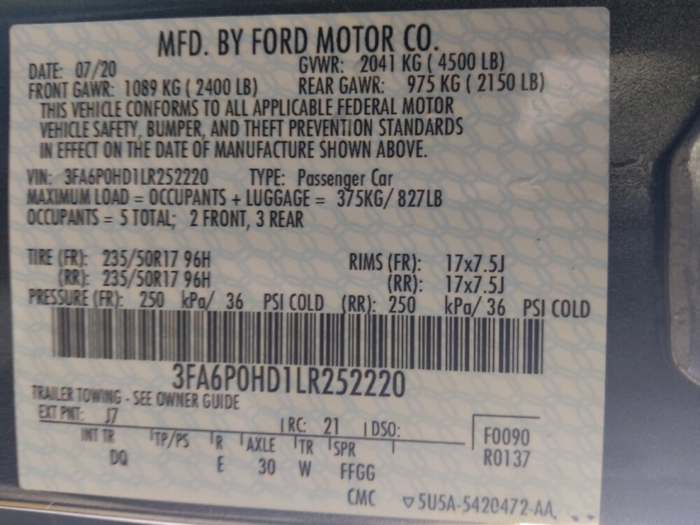 2020 Ford Fusion in Union City, GA 30291 - 18093263 33