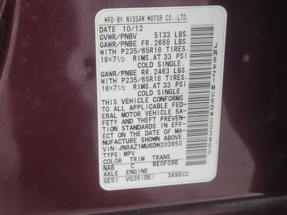 2013 Nissan Murano in Huntsville, AL 35816 - 18093590 33