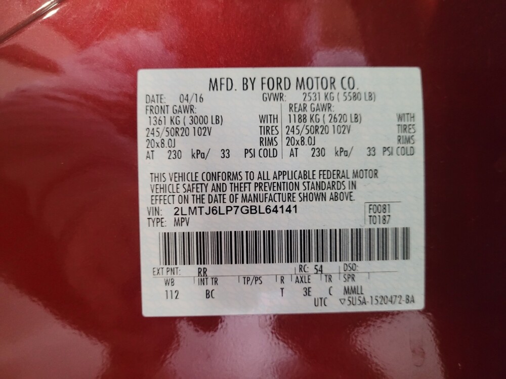 2016 Lincoln MKX in Downey, CA 90241 - 18093921 33