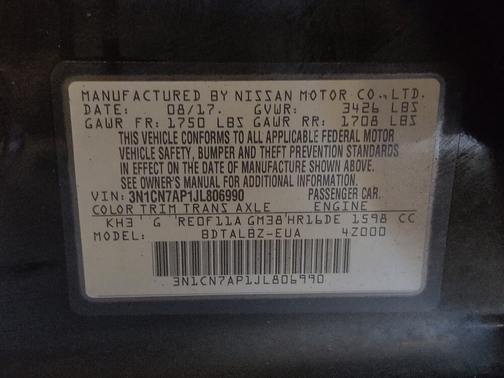 2018 Nissan Versa in Gainesville, FL 32609 - 18094107 33